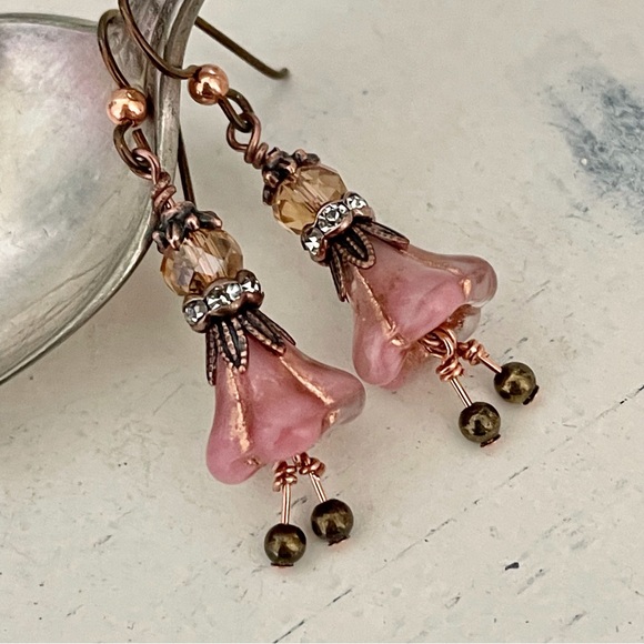 ARTISAN Earrings “Peony Pink” - Dangles - Picture 6 of 10